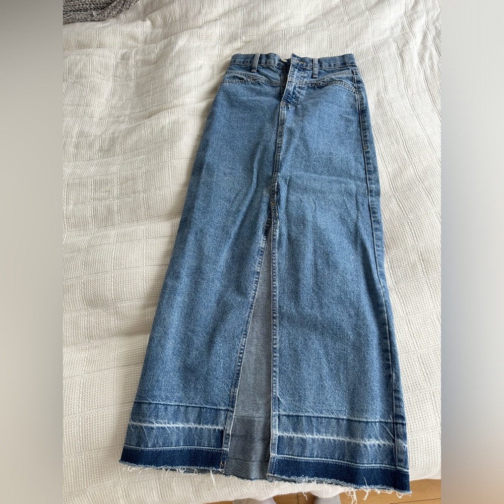 Mango denim midi skirt